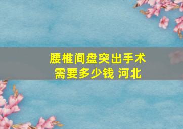 腰椎间盘突出手术需要多少钱 河北